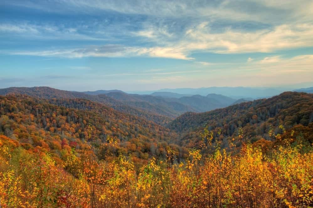 Beautiful fall colors in the mountains near Pigeon Forge.