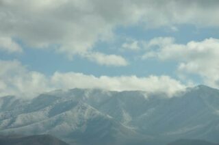 Snow covered mountains near Pigeon Forge.