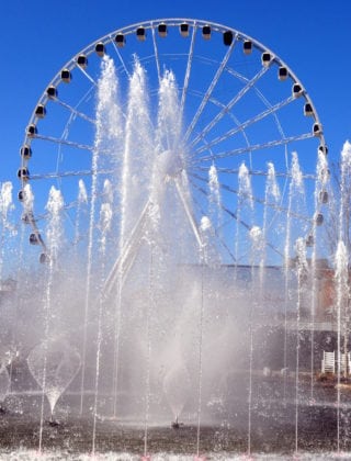 Great Smoky Mountain Wheel and Island Fountains in Pigeon Forge Tn